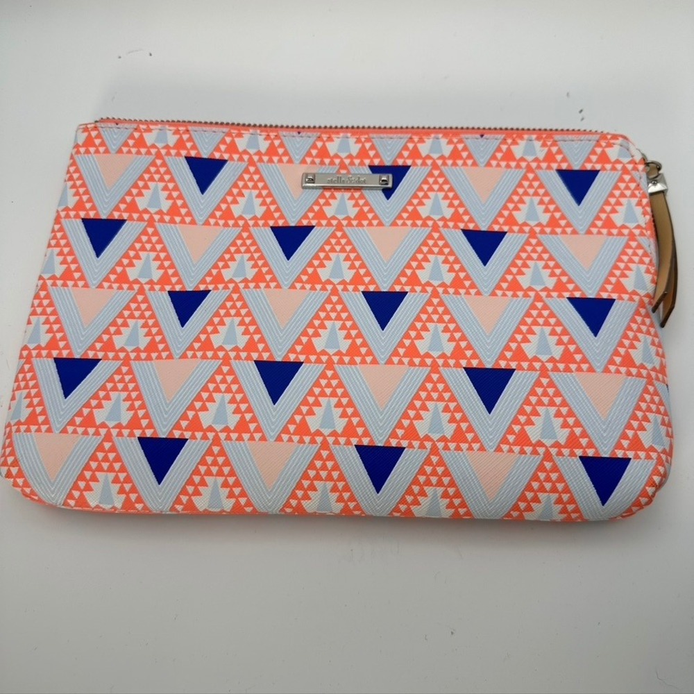 Stella & Dot Geometric Triangle‎ Clutch Bag Handbag Zip Pouch Travel - Picture 2 of 10